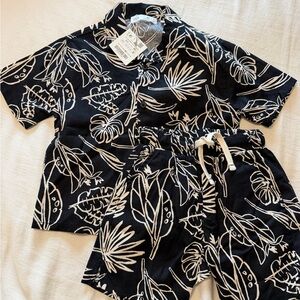 Zara Black and White Tropical-Print Kids vacation Set size 2-3 NWT